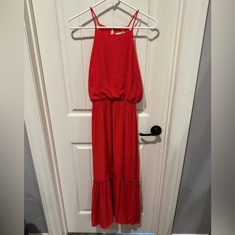 Red Maxi Dress with Spaghetti Straps
